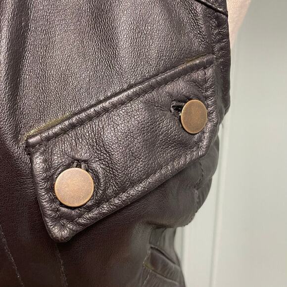 June Black Leather Moto Vest Size XS Womens Full Zip Ribbed - Picture 2 of 10